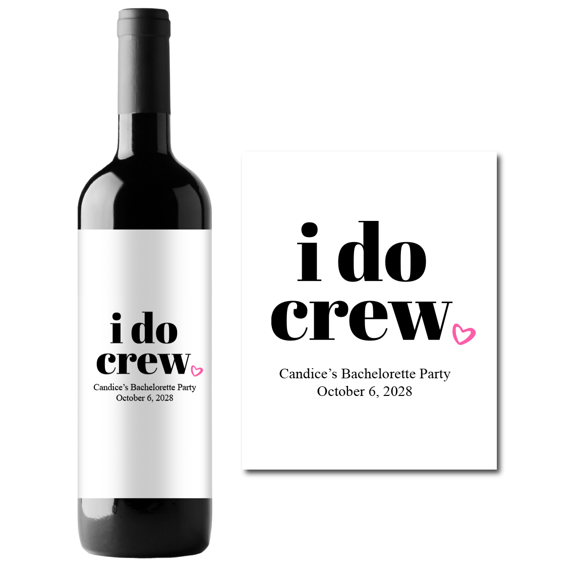 I DO Crew Custom Personalized Wine Champagne Labels (set of 3)