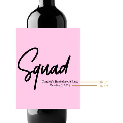 Squad Custom Personalized Wine Champagne Labels (set of 3)