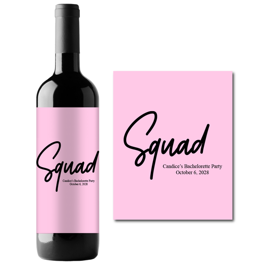 Squad Custom Personalized Wine Champagne Labels (set of 3)