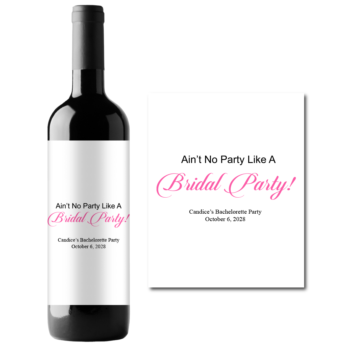 Ain't No Party Custom Personalized Wine Champagne Labels (set of 3)