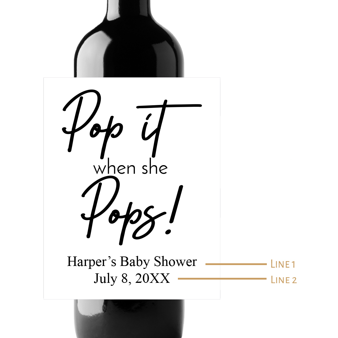 Pop It When She Pops! Custom Personalized Wine Champagne Labels (set of 3)