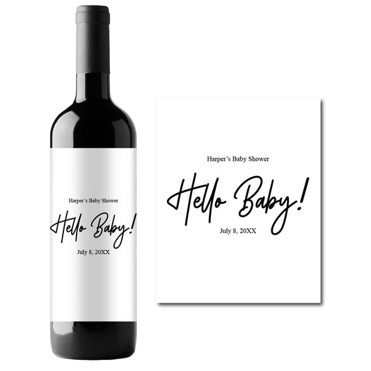 Hello Baby! Custom Personalized Wine Champagne Labels (set of 3)