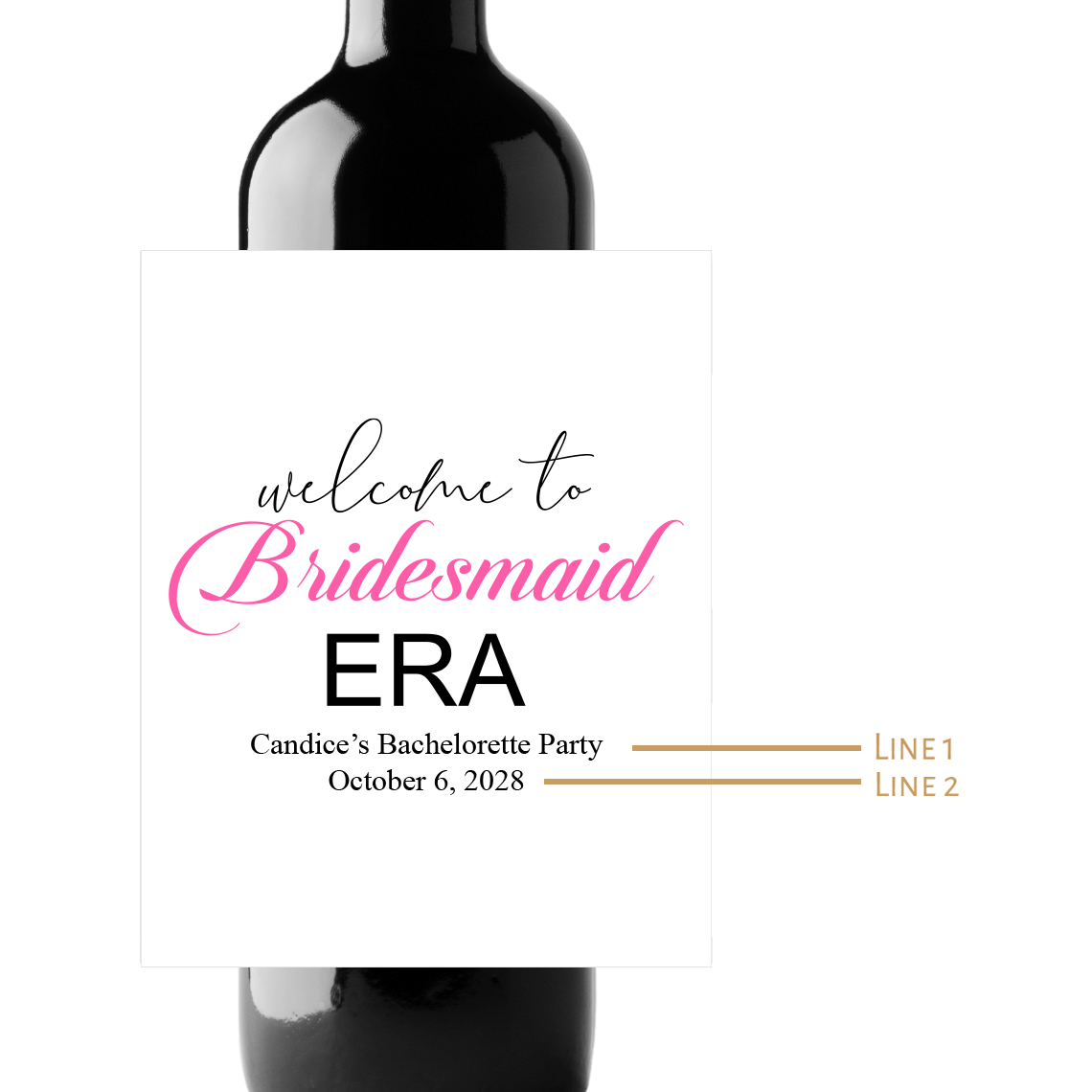 Bridesmaid Era Custom Personalized Wine Champagne Labels (set of 3)