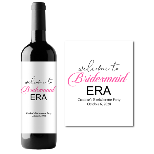 Bridesmaid Era Custom Personalized Wine Champagne Labels (set of 3)