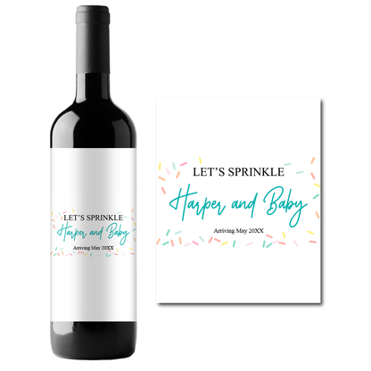 Let's Sprinkle Baby Custom Personalized Wine Champagne Labels (set of 3)