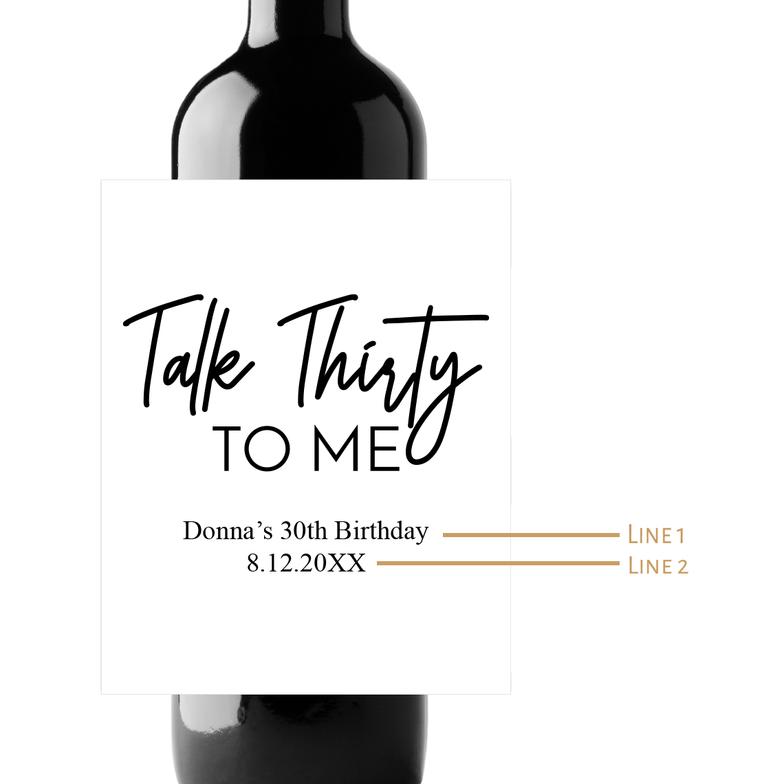 Talk Thirty To Me Custom Personalized Wine Champagne Labels (set of 3)