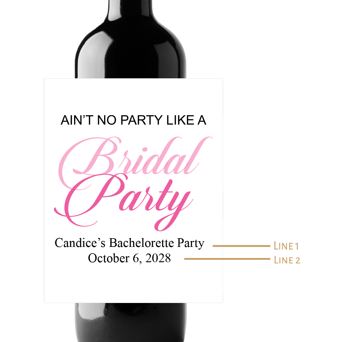 Ain't No Party Custom Personalized Wine Champagne Labels (set of 3)