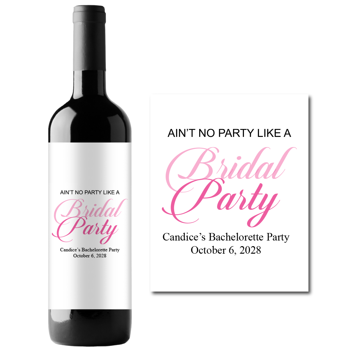 Ain't No Party Custom Personalized Wine Champagne Labels (set of 3)