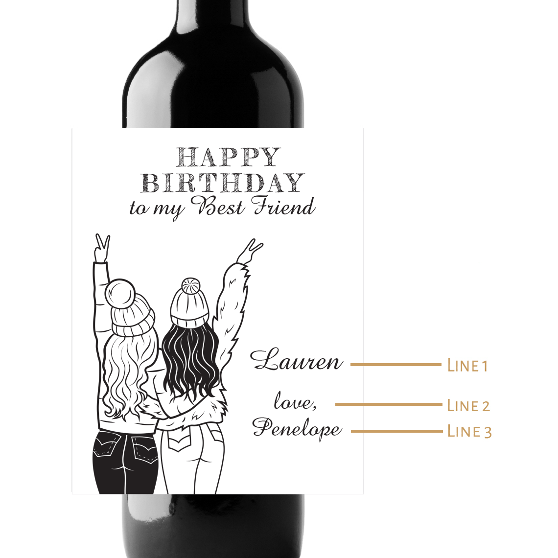 Happy Birthday Custom Personalized Wine Champagne Labels (set of 3)