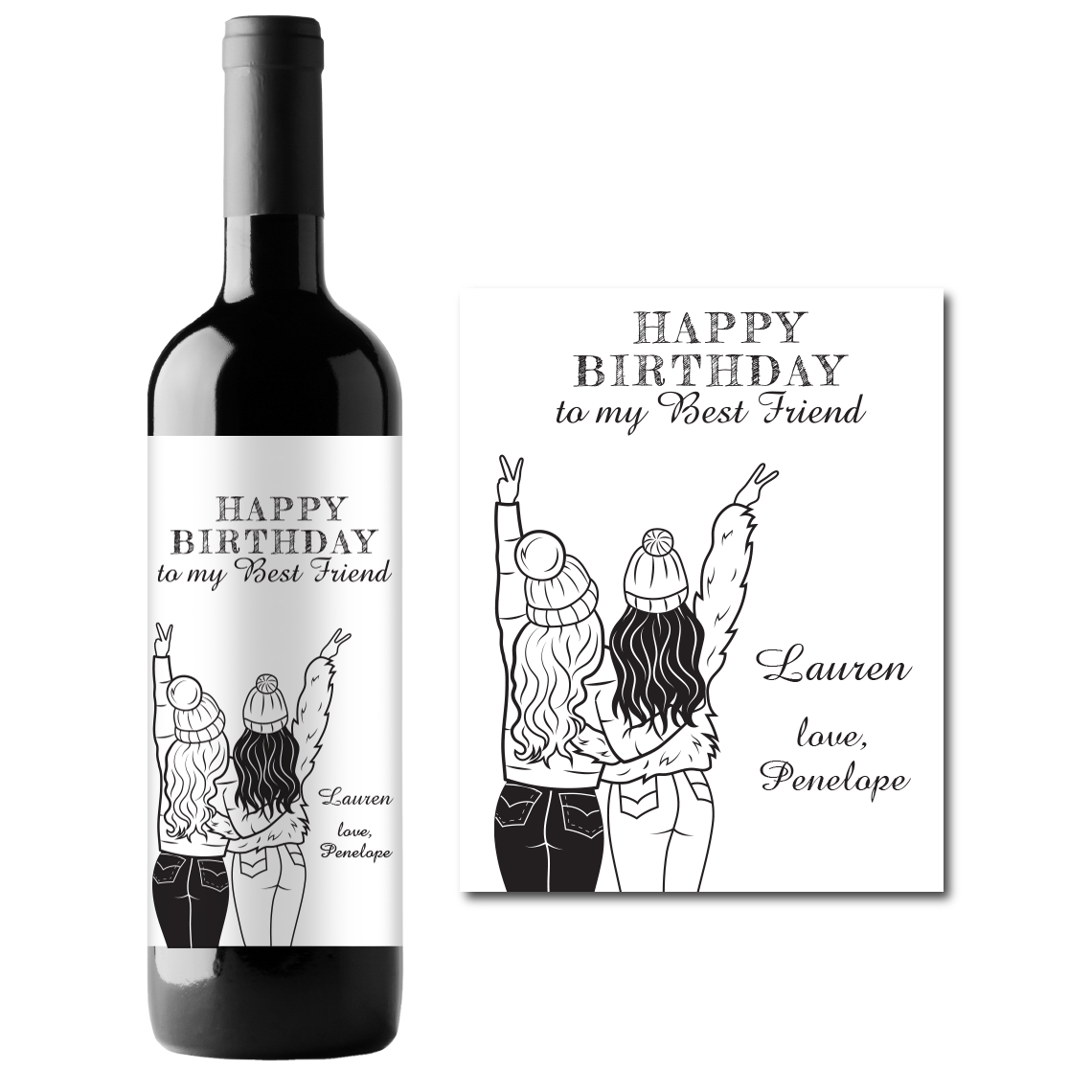 Happy Birthday Custom Personalized Wine Champagne Labels (set of 3)