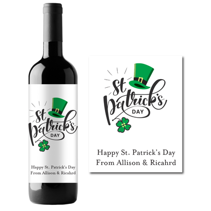 St. Patrick's Day Custom Personalized Wine Champagne Labels (set of 3)