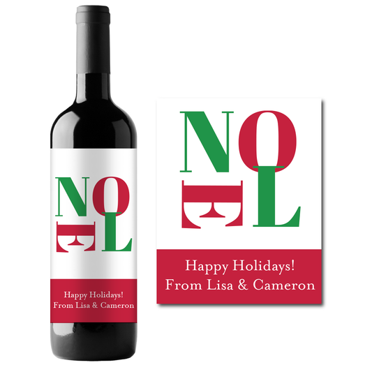 NOEL Custom Personalized Wine Champagne Labels (set  of 3)