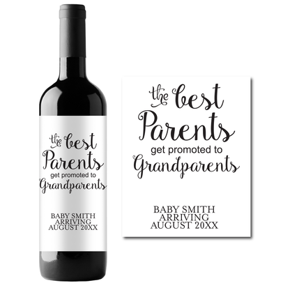 Promoted to Grandparents Custom Personalized Wine Champagne Labels (set of 3)