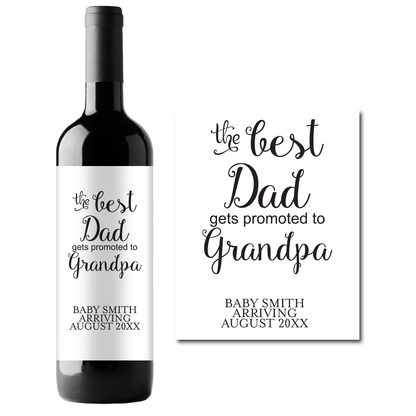 Promoted to Grandpa Custom Personalized Wine Champagne Labels (set of 3)